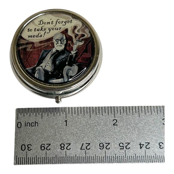 Funny Pill Box Sigmund Frued Don’t Forget to Take Your Meds Pill Case - Picture 5 of 5